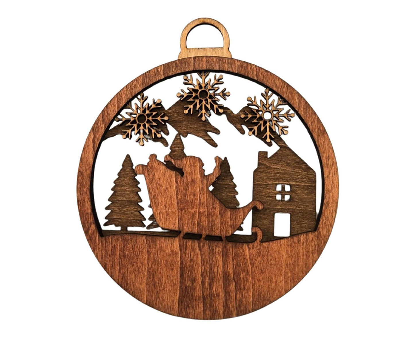 O31-Bauble ornament Santa sleigh snowflakes