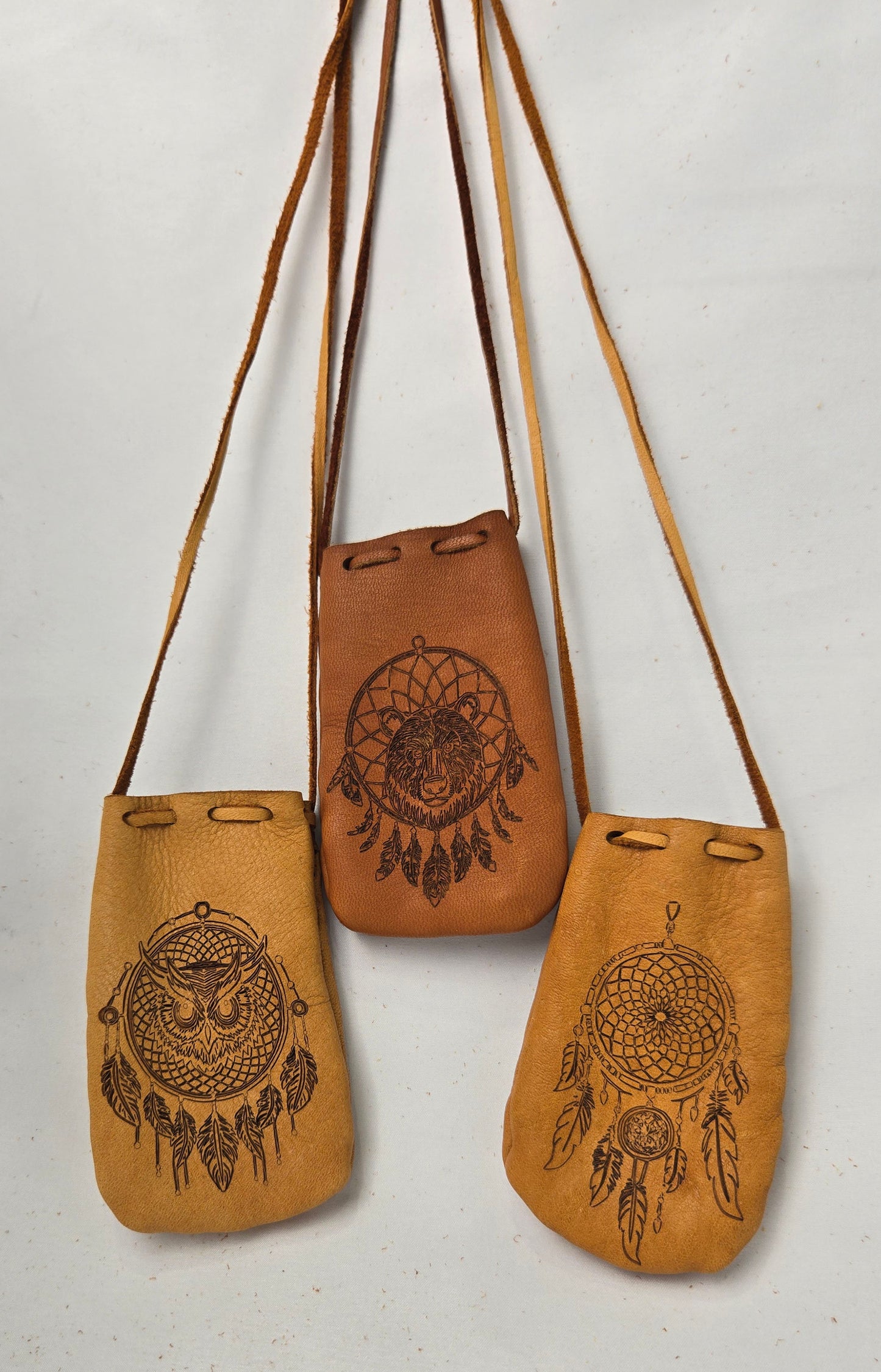 Engraved Buckskin Medicine Bags – Carry Your Essentials with Style