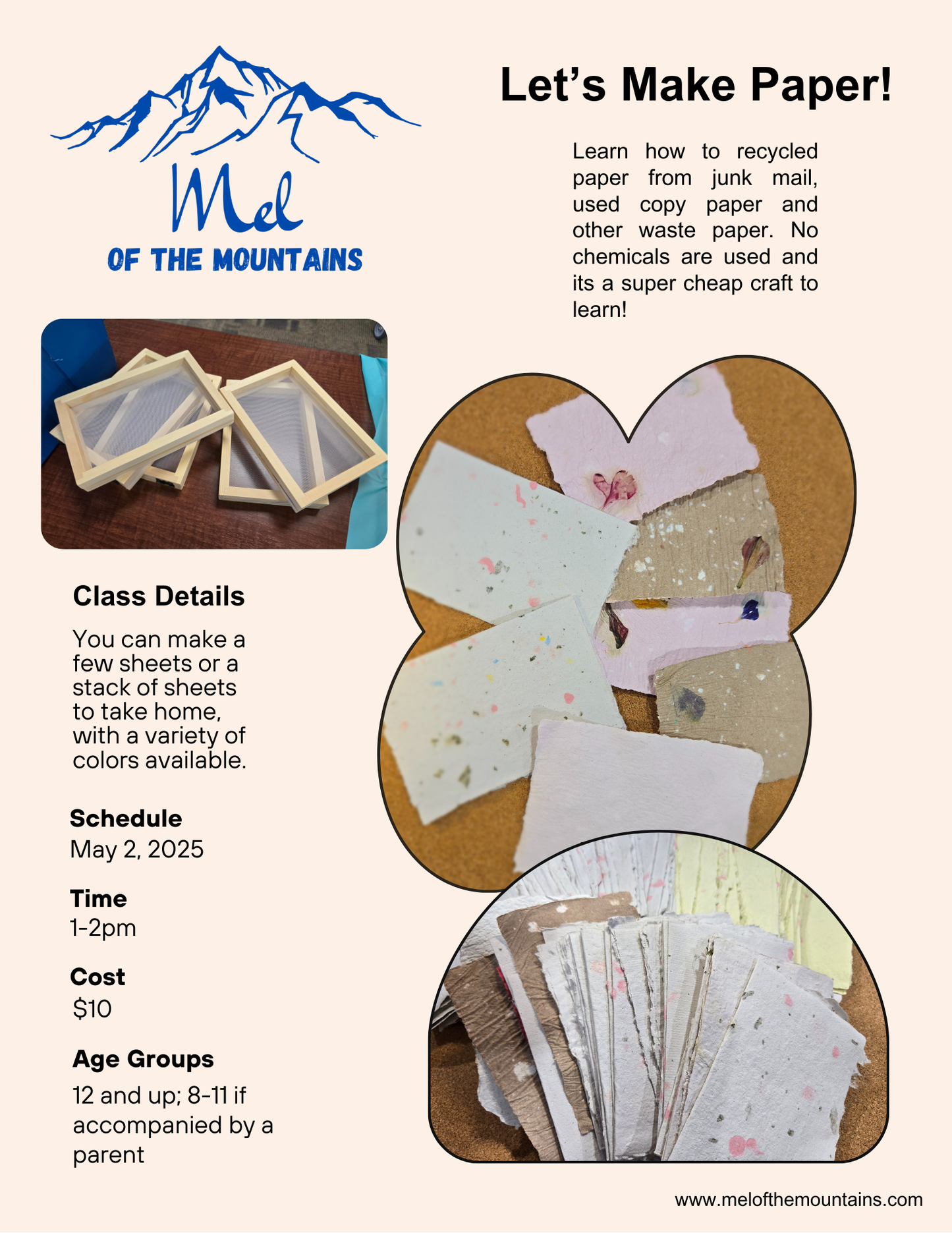 Handmade paper making class at Mountain Readiness Expo - May 2, 2025 in Harmony, NC